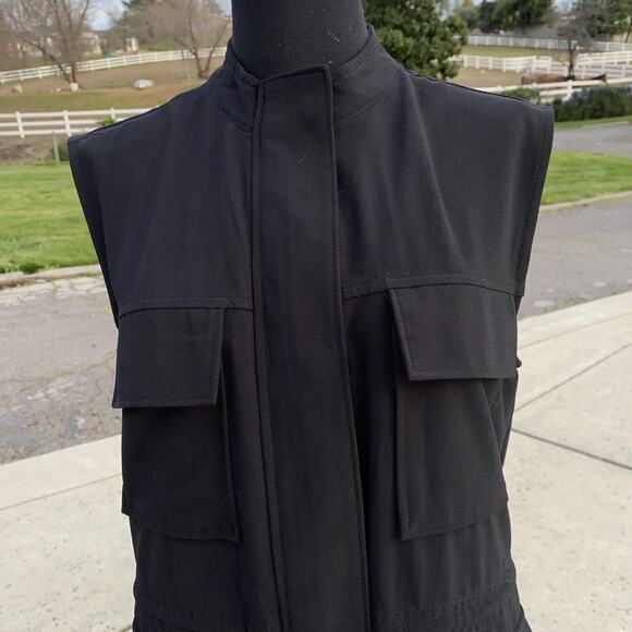 Sanctuary Women’s Vest SZ XS Zipper & Buttons Black 4 Front Pockets Drawstring - Picture 2 of 12